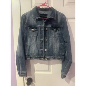 Women's Jean jacket Maurices Large Blue Denim Long Sleeve Button Up Pockets
